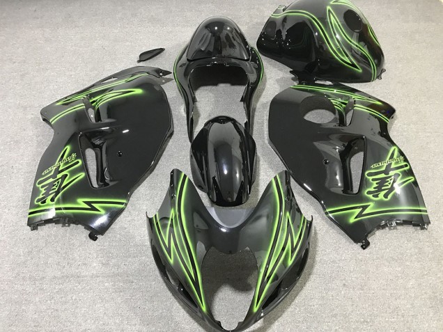 Aftermarket 1997-2007 Black & Green Lightning Suzuki GSXR 1300 Motorcycle Fairing Aftermarket 1997-2007 Black & Green Lightning Suzuki GSXR 1300 Motorcycle Fairing