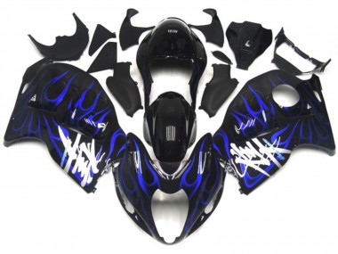 Aftermarket 1997-2007 Black with Deep Blue flame Suzuki GSXR 1300 Motorcycle Fairing