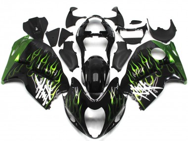 Aftermarket 1997-2007 Black with Deep Green flame Suzuki GSXR 1300 Motorcycle Fairing