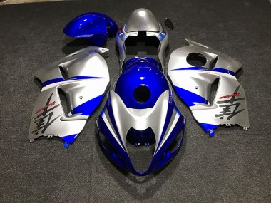 Aftermarket 1997-2007 Gloss Blue and Silver Suzuki GSXR 1300 Motorcycle Fairing