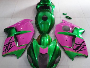 Aftermarket 1997-2007 Gloss Green and Pink Suzuki GSXR 1300 Motorcycle Fairing