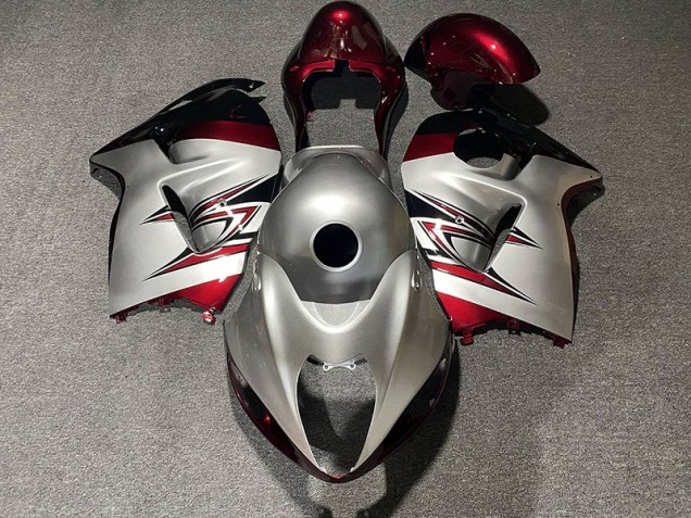 Aftermarket 1997-2007 Gloss Silver and Candy Red Suzuki GSXR 1300 Motorcycle Fairing
