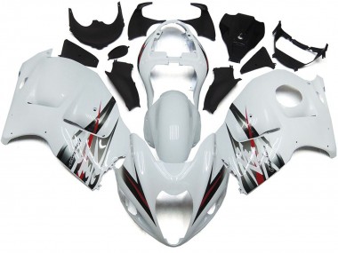 Aftermarket 1997-2007 Gloss White and Silver Style Suzuki GSXR 1300 Motorcycle Fairing