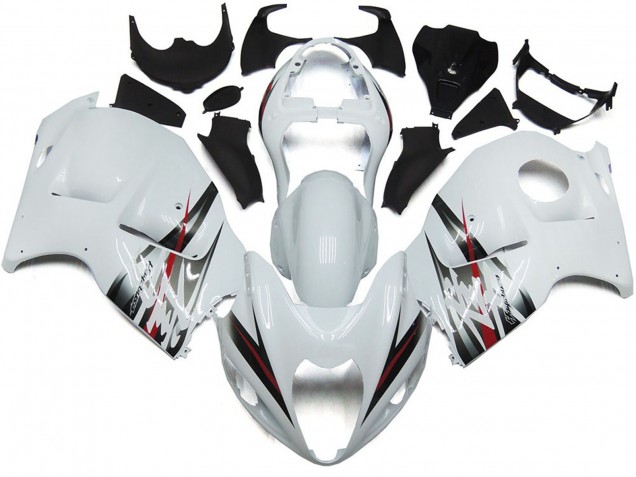 Aftermarket 1997-2007 Gloss White and Silver Style Suzuki GSXR 1300 Motorcycle Fairing Aftermarket 1997-2007 Gloss White and Silver Style Suzuki GSXR 1300 Motorcycle Fairing