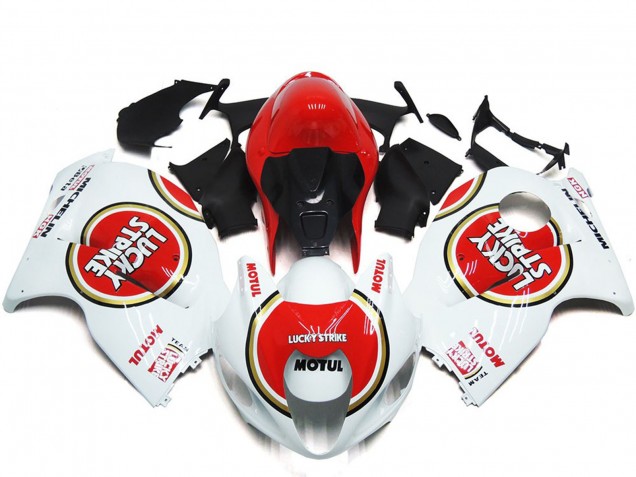 Aftermarket 1997-2007 Red Lucky Strike Style Suzuki GSXR 1300 Motorcycle Fairing Aftermarket 1997-2007 Red Lucky Strike Style Suzuki GSXR 1300 Motorcycle Fairing