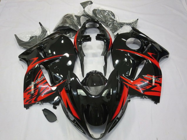 Aftermarket 1997-2007 Red and Black Suzuki GSXR 1300 Motorcycle Fairing Aftermarket 1997-2007 Red and Black Suzuki GSXR 1300 Motorcycle Fairing
