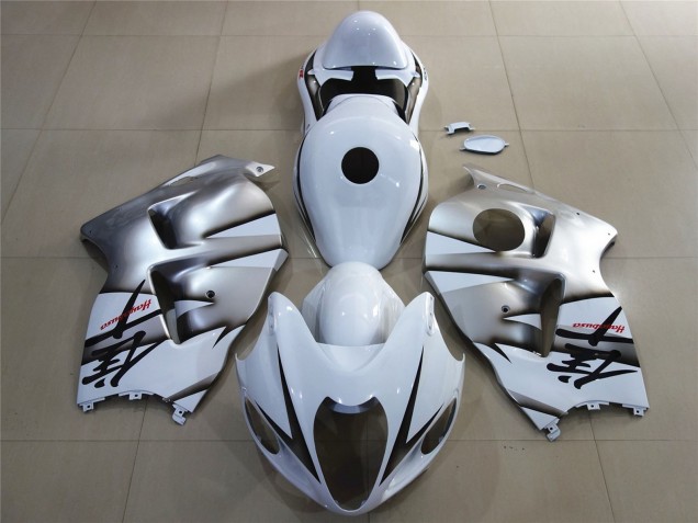 Aftermarket 1997-2007 White & Shiny Silver Suzuki GSXR 1300 Motorcycle Fairing Aftermarket 1997-2007 White & Shiny Silver Suzuki GSXR 1300 Motorcycle Fairing
