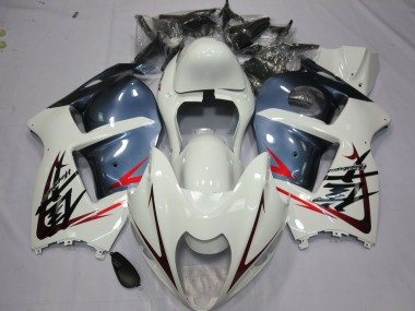 Aftermarket 1997-2007 White and Dusty Blue Suzuki GSXR 1300 Motorcycle Fairing