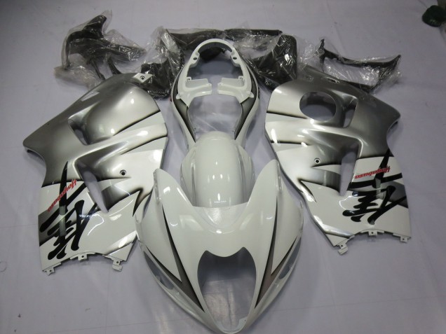 Aftermarket 1997-2007 White and Silver Suzuki GSXR 1300 Motorcycle Fairing Aftermarket 1997-2007 White and Silver Suzuki GSXR 1300 Motorcycle Fairing