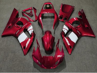Aftermarket 1998-2002 Deep Red & White Yamaha R6 Motorcycle Fairing