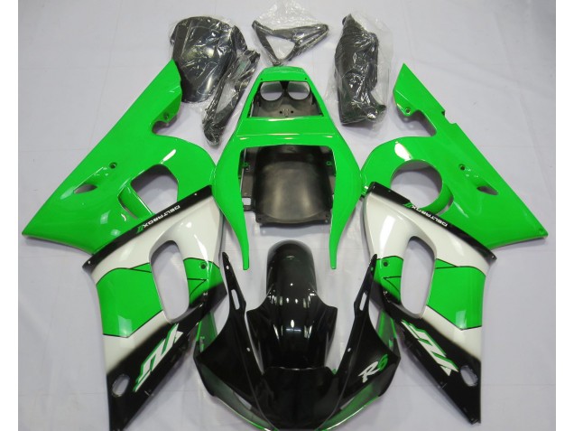 Aftermarket 1998-2002 Green White and Black Yamaha R6 Motorcycle Fairing Aftermarket 1998-2002 Green White and Black Yamaha R6 Motorcycle Fairing