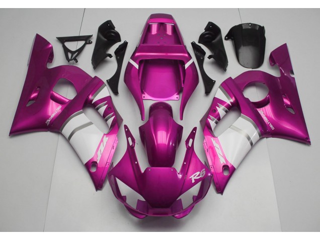 Aftermarket 1998-2002 Pink & White Yamaha R6 Motorcycle Fairing