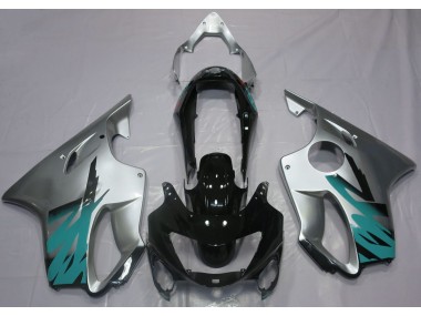 Aftermarket 1999-2000 Gloss Silver & Teal Honda CBR600 F4 Motorcycle Fairing