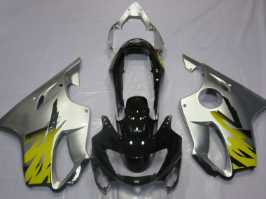 Aftermarket 1999-2000 Silver Yellow and Black Honda CBR600 F4 Motorcycle Fairing