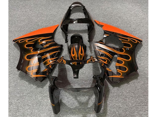 Aftermarket 2000-2002 Gloss Black & Orange Flame Kawasaki ZX6R Motorcycle Fairing Aftermarket 2000-2002 Gloss Black & Orange Flame Kawasaki ZX6R Motorcycle Fairing