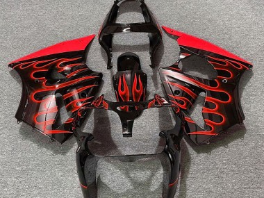 Aftermarket 2000-2002 Gloss Black & Red Flame Kawasaki ZX6R Motorcycle Fairing
