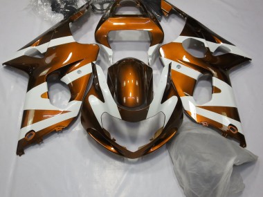 Aftermarket 2000-2002 Gloss Orange & White Suzuki GSXR 1000 Motorcycle Fairing