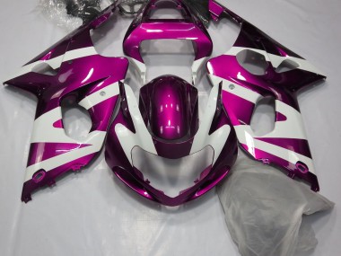 Aftermarket 2000-2002 Gloss Pink & White Suzuki GSXR 1000 Motorcycle Fairing
