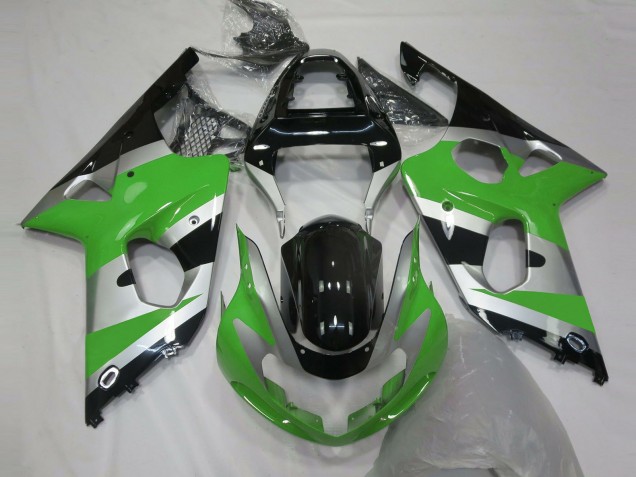 Aftermarket 2000-2002 Green Silver OEM Style Suzuki GSXR 1000 Motorcycle Fairing
