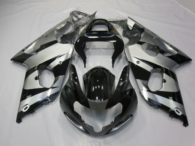 Aftermarket 2000-2002 Silver and Black Suzuki GSXR 1000 Motorcycle Fairing Aftermarket 2000-2002 Silver and Black Suzuki GSXR 1000 Motorcycle Fairing