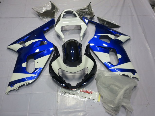 Aftermarket 2001-2003 Blue and White Suzuki GSXR 600-750 Motorcycle Fairing Aftermarket 2001-2003 Blue and White Suzuki GSXR 600-750 Motorcycle Fairing