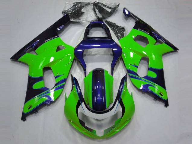 Aftermarket 2001-2003 Gloss Green and Blue Suzuki GSXR 600-750 Motorcycle Fairing Aftermarket 2001-2003 Gloss Green and Blue Suzuki GSXR 600-750 Motorcycle Fairing