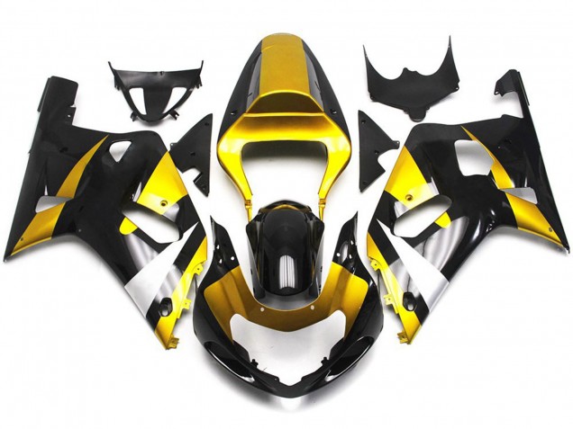 Aftermarket 2001-2003 Gold and Black Gloss Style Suzuki GSXR 600-750 Motorcycle Fairing Aftermarket 2001-2003 Gold and Black Gloss Style Suzuki GSXR 600-750 Motorcycle Fairing