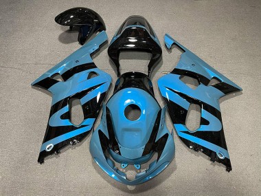 Aftermarket 2001-2003 Pearl Light Blue and Black Suzuki GSXR 600-750 Motorcycle Fairing