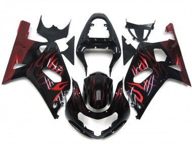Aftermarket 2001-2003 Vibrant Red Flame Suzuki GSXR 600-750 Motorcycle Fairing