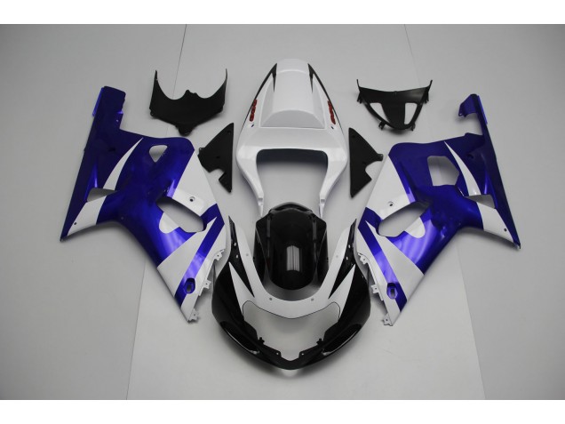 Aftermarket 2001-2003 White and Blue Suzuki GSXR 600-750 Motorcycle Fairing Aftermarket 2001-2003 White and Blue Suzuki GSXR 600-750 Motorcycle Fairing