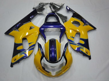 Aftermarket 2001-2003 Yellow Blue Suzuki GSXR 600-750 Motorcycle Fairing