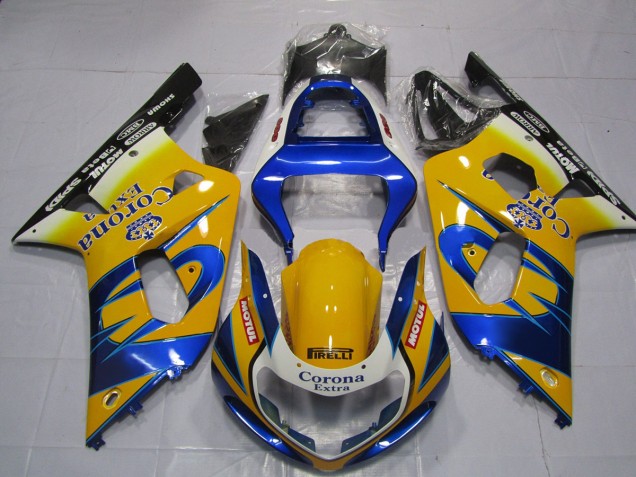 Aftermarket 2001-2003 Yellow Corona Suzuki GSXR 600-750 Motorcycle Fairing Aftermarket 2001-2003 Yellow Corona Suzuki GSXR 600-750 Motorcycle Fairing