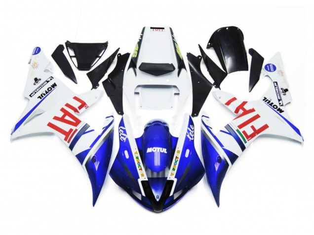 Aftermarket 2002-2003 Gloss white and Blue Fiat Yamaha R1 Motorcycle Fairing