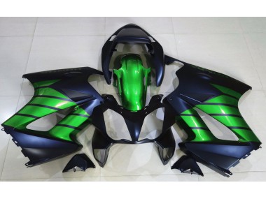 Aftermarket 2002-2012 Matte Black & Green Honda VFR800 Motorcycle Fairing