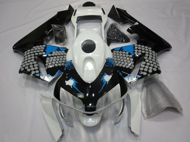 Aftermarket 2003-2004 Blue White and Black Splatter Honda CBR600RR Motorcycle Fairing Aftermarket 2003-2004 Blue White and Black Splatter Honda CBR600RR Motorcycle Fairing