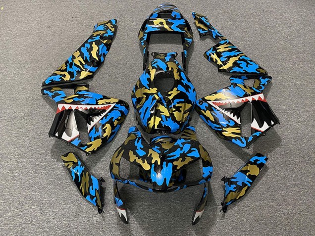 Aftermarket 2003-2004 Blue and Gold Camo Honda CBR600RR Motorcycle Fairing Aftermarket 2003-2004 Blue and Gold Camo Honda CBR600RR Motorcycle Fairing