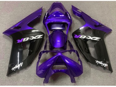 Aftermarket 2003-2004 Gloss Purple and Black Kawasaki ZX6R Motorcycle Fairing