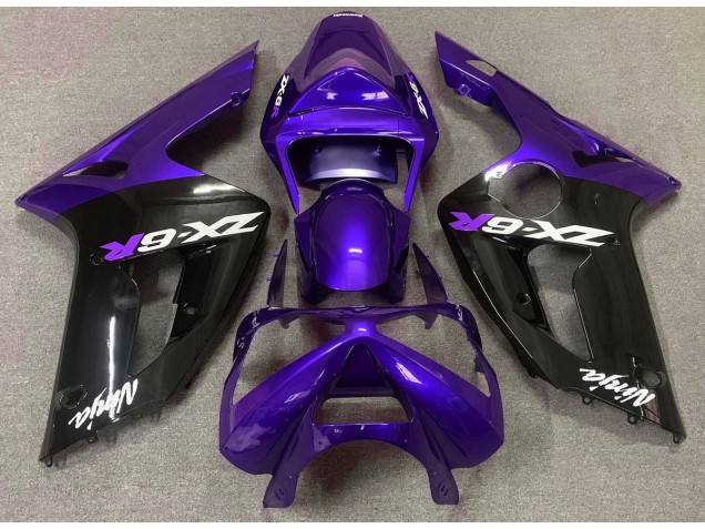 Aftermarket 2003-2004 Gloss Purple and Black Kawasaki ZX6R Motorcycle Fairing