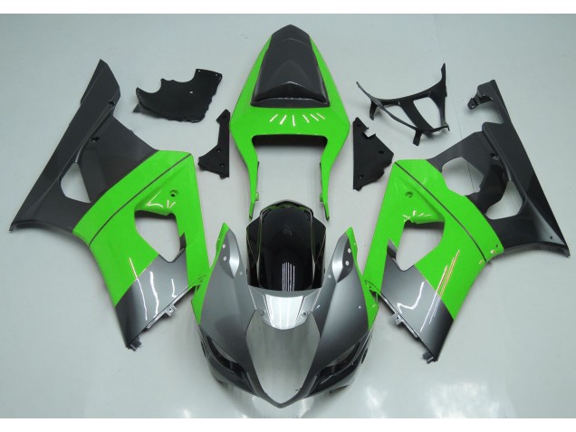 Aftermarket 2003-2004 Green Silver and Black Suzuki GSXR 1000 Motorcycle Fairing Aftermarket 2003-2004 Green Silver and Black Suzuki GSXR 1000 Motorcycle Fairing