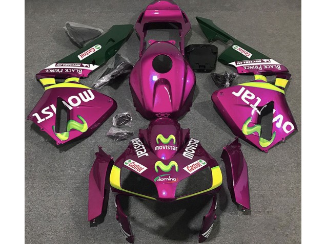 Aftermarket 2003-2004 Hot Pink Movistar Honda CBR600RR Motorcycle Fairing Aftermarket 2003-2004 Hot Pink Movistar Honda CBR600RR Motorcycle Fairing