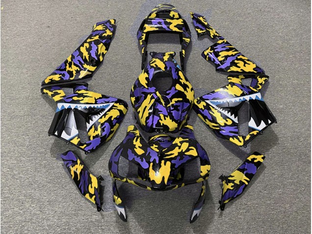 Aftermarket 2003-2004 Purple and Yellow Camo Honda CBR600RR Motorcycle Fairing Aftermarket 2003-2004 Purple and Yellow Camo Honda CBR600RR Motorcycle Fairing