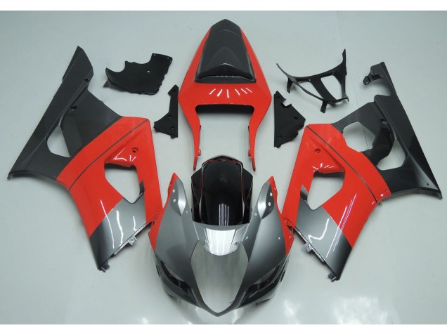 Aftermarket 2003-2004 Red Silver and Black Suzuki GSXR 1000 Motorcycle Fairing Aftermarket 2003-2004 Red Silver and Black Suzuki GSXR 1000 Motorcycle Fairing