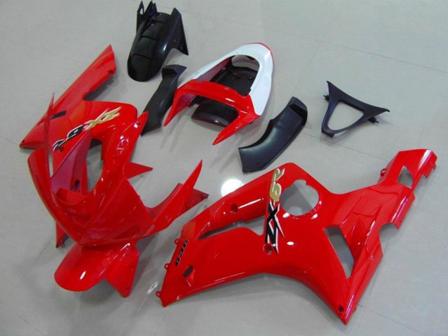 Aftermarket 2003-2004 Red and White Kawasaki ZX6R Motorcycle Fairing
