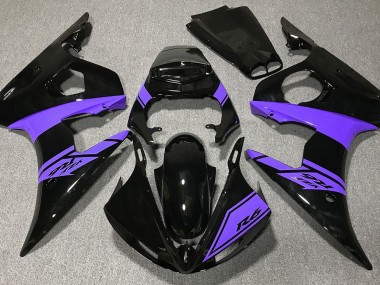 Aftermarket 2003-2005 Gloss Black and Purple Yamaha R6 Motorcycle Fairing