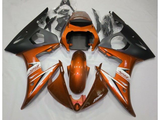 Aftermarket 2003-2005 Gloss Orange & White Yamaha R6 Motorcycle Fairing