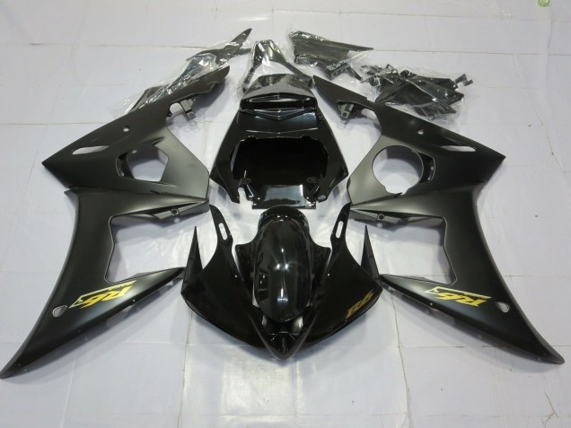 Aftermarket 2003-2005 Matte Black Gold Yamaha R6 Motorcycle Fairing