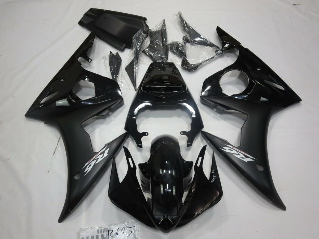 Aftermarket 2003-2005 Matte Black White Decal Yamaha R6 Motorcycle Fairing