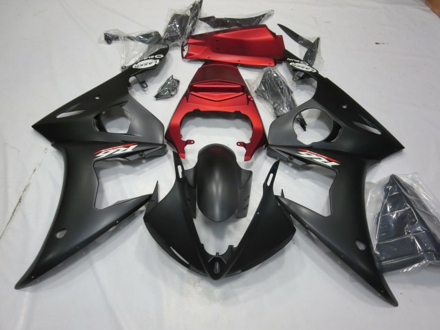 Aftermarket 2003-2005 Matte Black and Red Yamaha R6 Motorcycle Fairing Aftermarket 2003-2005 Matte Black and Red Yamaha R6 Motorcycle Fairing