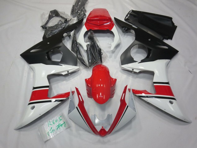 Aftermarket 2003-2005 White Red and Black Yamaha R6 Motorcycle Fairing