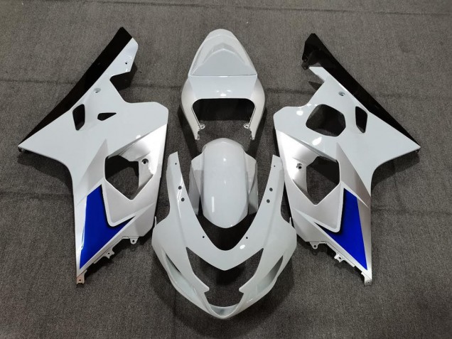 Aftermarket 2004-2005 Blue White and Silver Style Suzuki GSXR 600-750 Motorcycle Fairing Aftermarket 2004-2005 Blue White and Silver Style Suzuki GSXR 600-750 Motorcycle Fairing